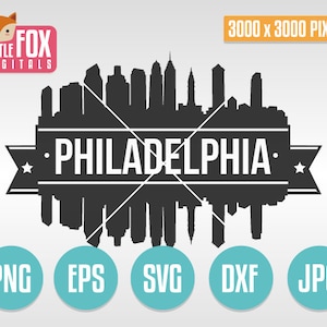 SVG SKYLINE PHILADELPHIA. Pennsylvania Usa.Philadelphia Cut File Skyline City. Philadelphia Skyline Silhouette. Cut Design Silhouette Vector