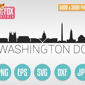 SVG SKYLINE Washington DC. Arquivo de corte de Washington Dc Skyline City. Silhueta do horizonte de Washington Dc. Vetor de silhueta de design de corte de Washington.
