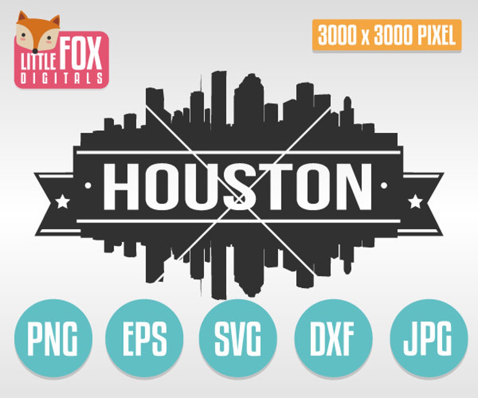 Houston Texas Skyline SVG Bundle, City Silhouette (vector Graphics, Png ...