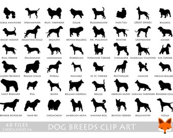 Hunderassen Silhouette Clipart Set (digitaler Download)