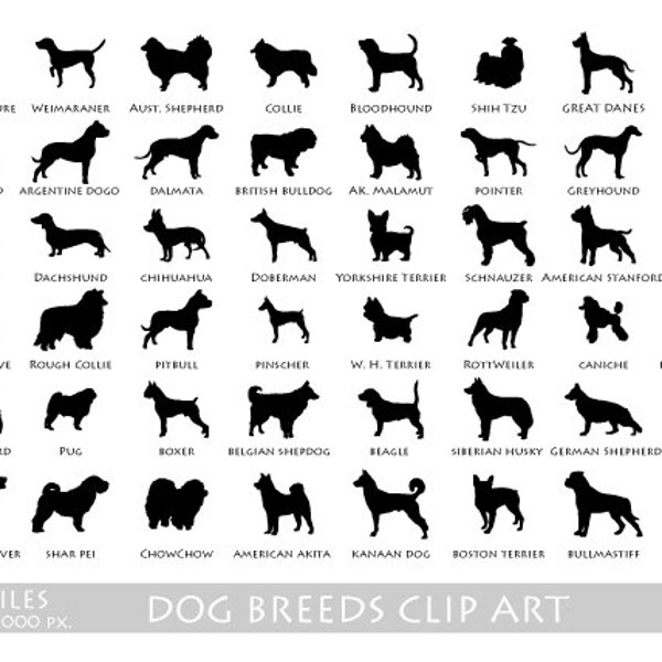 Hunderassen Silhouette Clipart Set (digitaler Download)