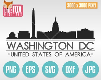 ワシントン DC のスカイライン SVG: 都市シルエット カット ファイル ベクター (デジタル ダウンロード)