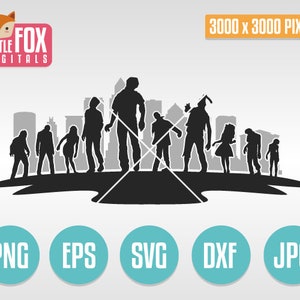 SVG ZOMBIE-scène. Snijbare Design Svg. Zombie-silhouetcameo. Zombie silhouetbestand Cricut. Bestand knippen. Scène Zombie Vector Silhouet.