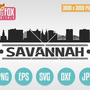 SVG SKYLINE Savannah. Georgia Usa. Savannah Cut File Skyline City. Savannah Skyline Silhouette. Savannah  Cut Design Silhouette Vector.
