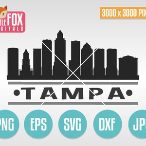 SVG VECTOR TAMPA. Tampa Florida Usa Cut File Skyline Silhouette. Clipart Set Digital Illustration. Tampa Scrapbook Cut file svg Cutting.