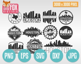 Ensemble SVG Houston Texas Skyline, graphiques de la silhouette de la ville (vecteurs, png, eps, jpg, dxf)