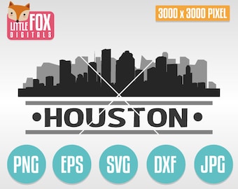 Houston Skyline SVG : Texas USA City Silhouette vecteur (téléchargement numérique)