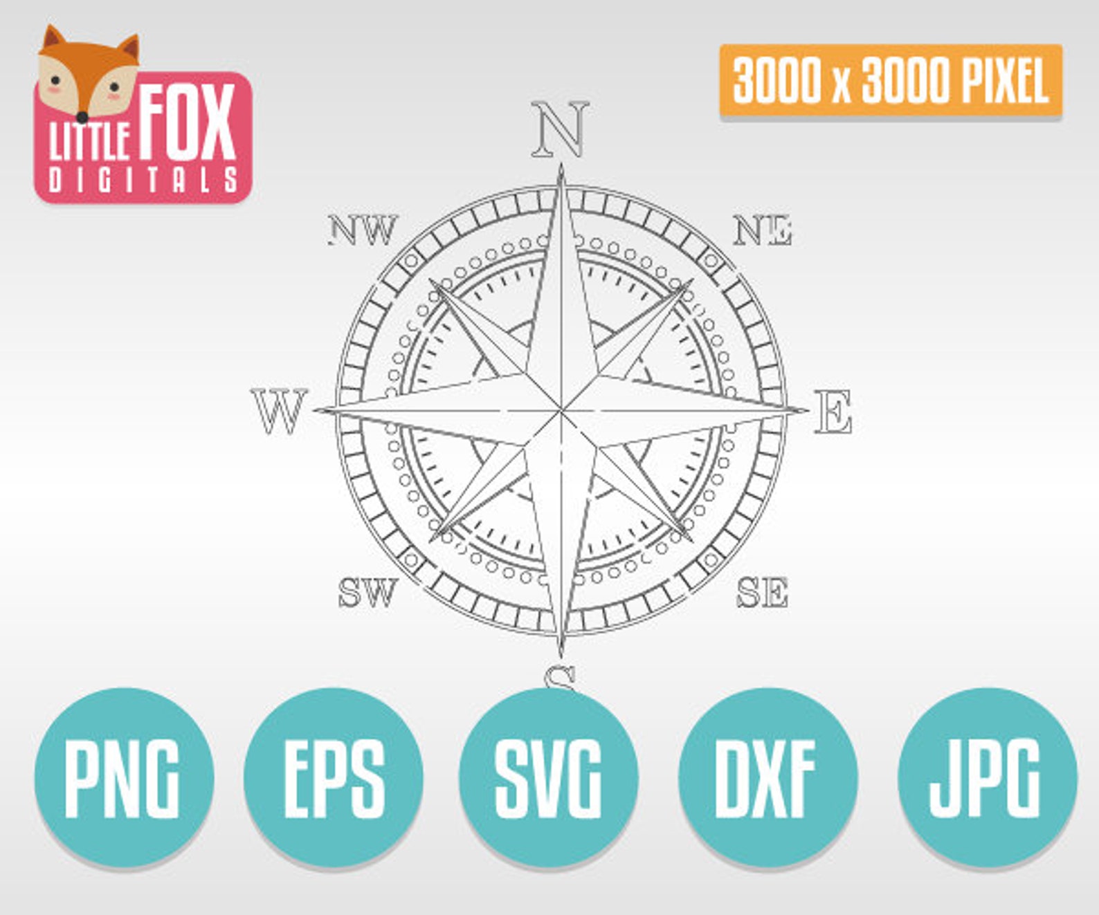 SVG Compass Star. Compass Rose Star Wind. Compass Silhouette | Etsy