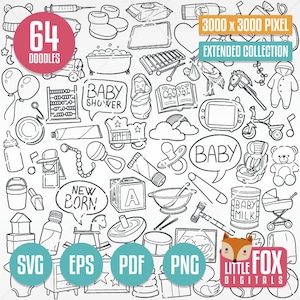 BABY, SVG Doodle Vektor-Icons. Familie Neugeborene Doodle Symbole Clip art. Set Kinderzimmer Kinder Illustration Handzeichnung Linie Scribble Design.