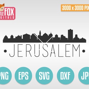 SVG-vector JERUZALEM ISRAL. Skyline van Israël Svg. Svg-bestand knippen illustraties. Snijbestand Svg-ontwerp. Silhouet Vector Svg Cityscape Horizon.