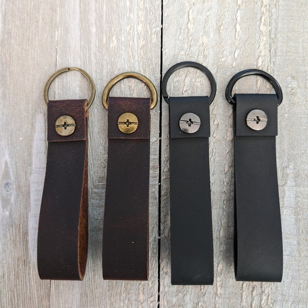 Leather Belt Loop/Traditional Keychain - D/Key Ring