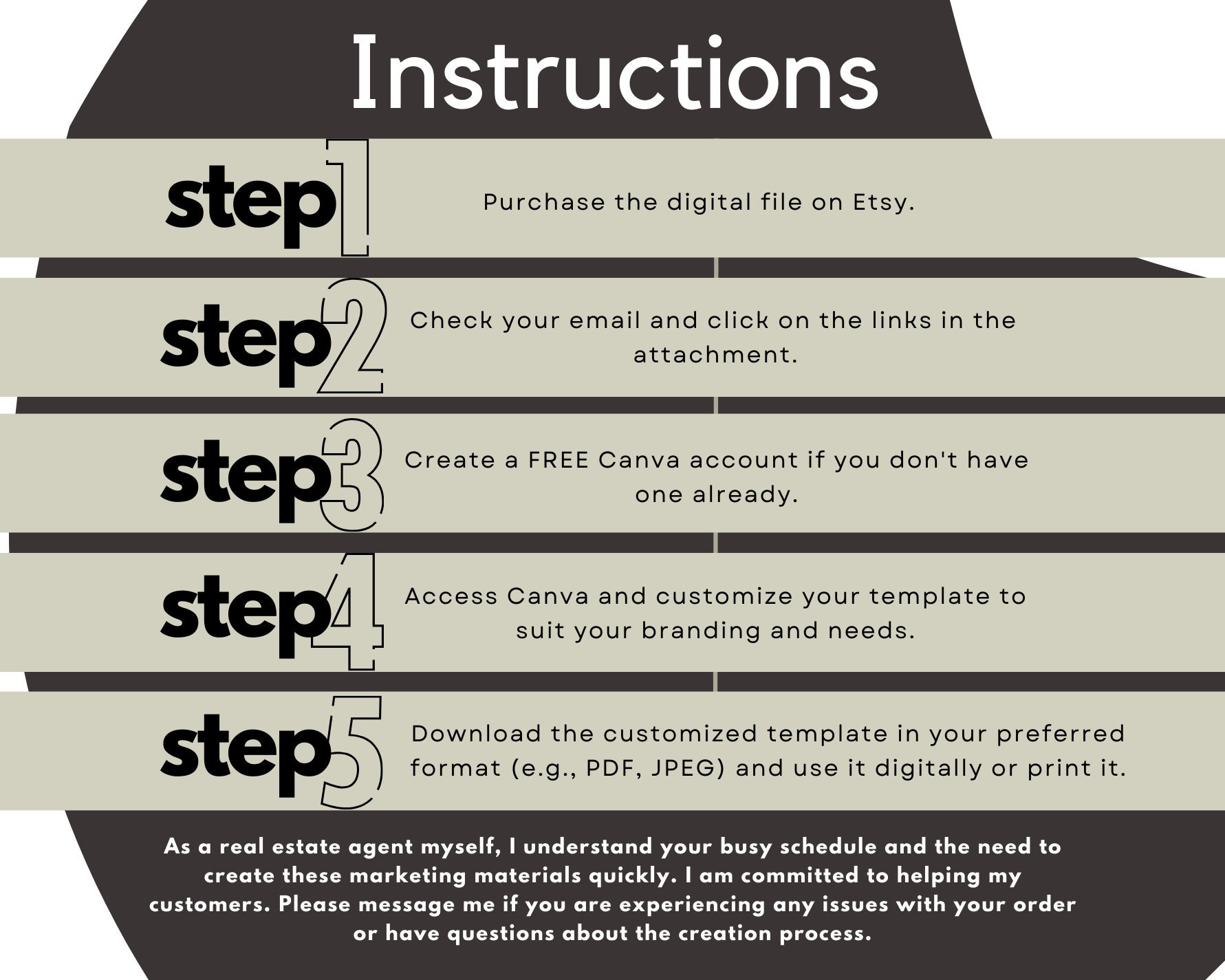 Real Estate Yard Sign Template | Canva Editable Digital File | Black ...