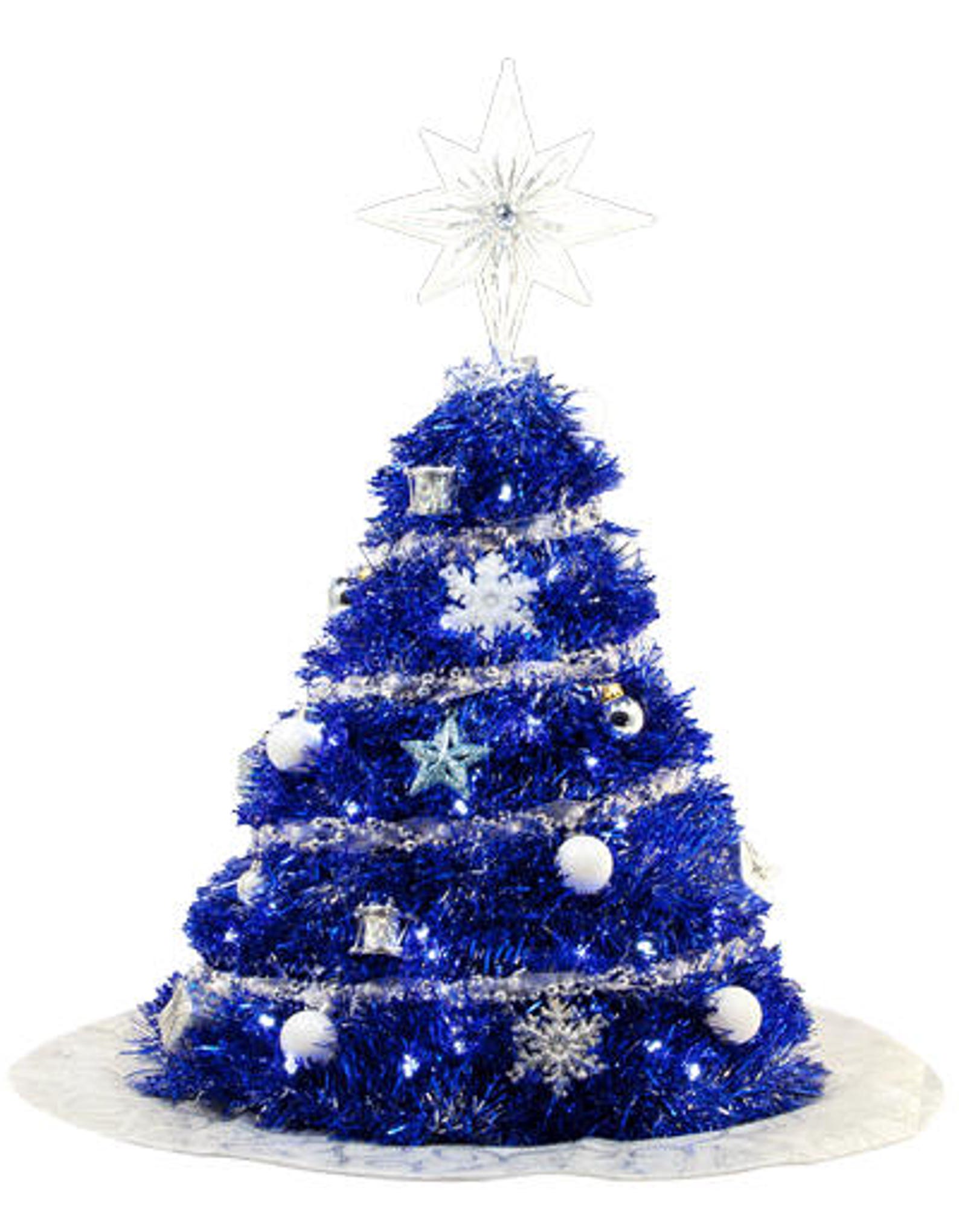 Blue Tabletop Tinsel Christmas Tree w/ LED Lights Christmas Etsy