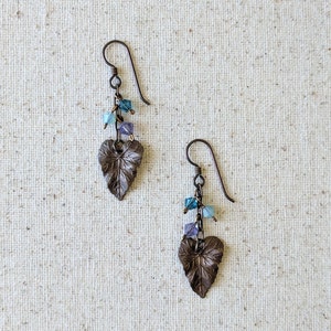 Woodland Earrings Antiqued Brass and Crystal image 1