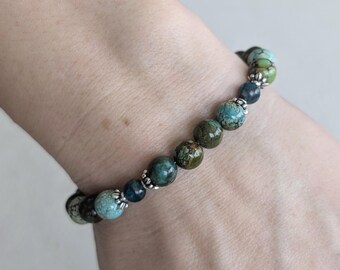 Lakewood Bracelet - Turquoise and Blue Apatite Earthy Gemstone Bracelet in Silver