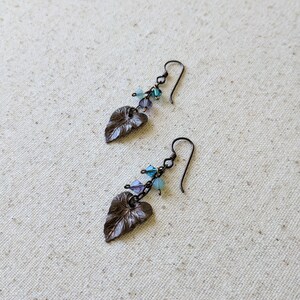 Woodland Earrings Antiqued Brass and Crystal image 3