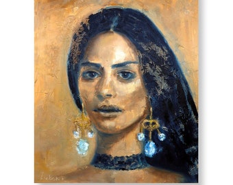 Woman paintings Oil Portrait painting original  Fine art painting