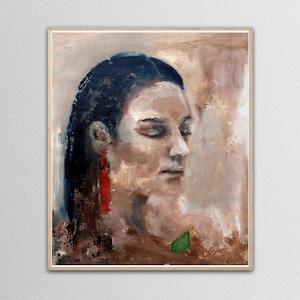 Original Art Prints Woman portrait Giclee print Female Face art Profile Portrait Fine art painting