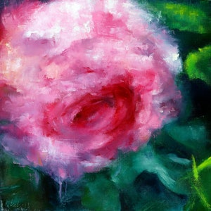 Floral Original Oil Painting on CANVAS, Pink Rose Abstract Artwork Large Flower Wall Art For Home Decoration And Wall Decoration