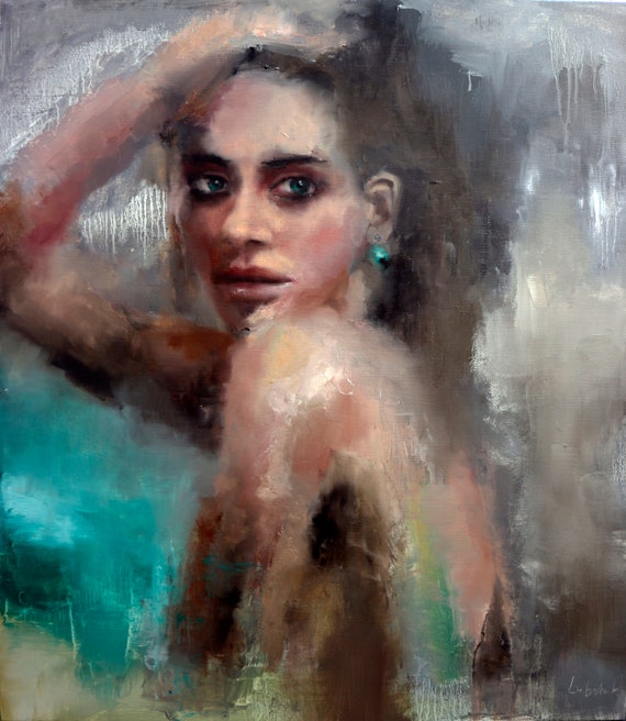 Original Woman Oil Painting – Abstract Portrait, Modern Wall Art