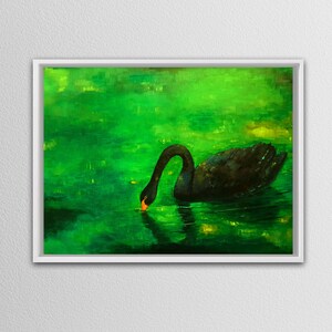 Kunstdruck von Ölgemälde auf Leinwand Black Swan Wandkunst
