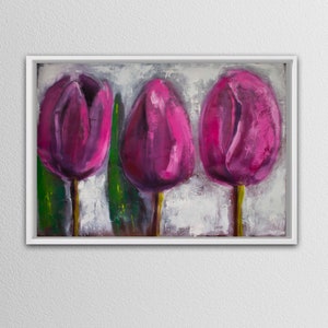 FLORAL Painting PRINT,  Pink Tulip Flowers Painting Fine Art Prints Contemporary Perfect Gift For Home And Office Decoration And Wall Art