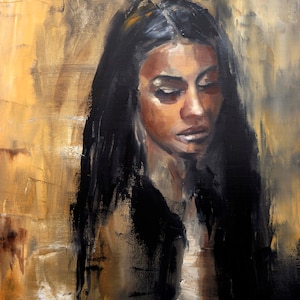 Woman abstract portrait painting Oil on canvas Modern Wall Art Original