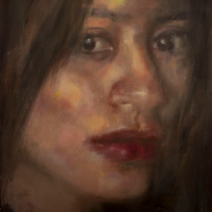 Modern Art, Female face art Portrait painting on canvas, Original art, oil portrait