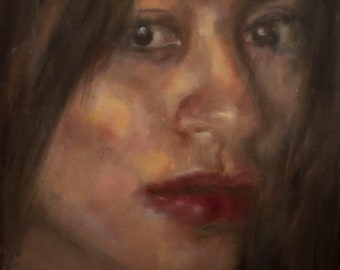 Modern Art, Female face art Portrait painting on canvas, Original art, oil portrait