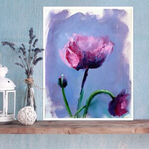 Poppy Floral Print - Fine Art Wall Decor, Botanical Painting Reproduction, Home Decor Print