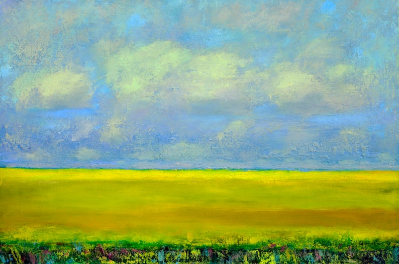 Landscape painting on canvas, Cloud painting, landscape art, Abstract landscape Fine art Sky clouds image 1