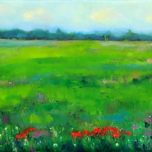 Landscape painting on canvas, summer painting, landscape art, Abstract landscape Fine art