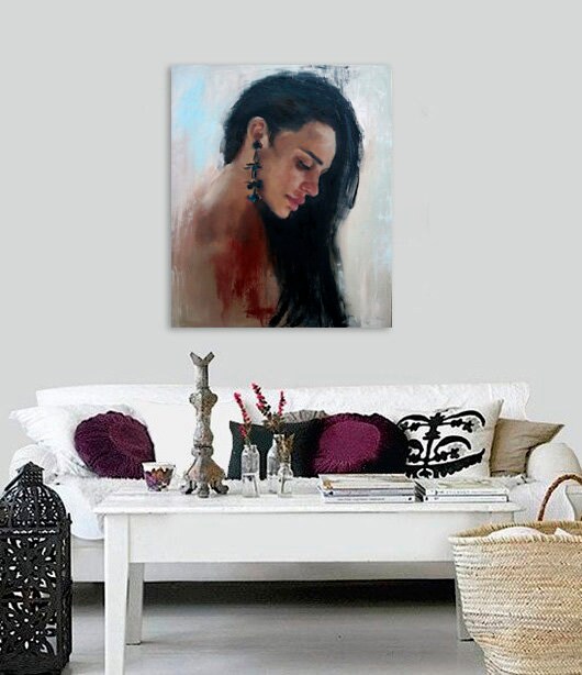 Portrait Painting Original Woman Portrait on Canvas Oil Portrait Female ...