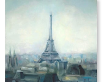 Eiffel Tower Oil Painting, Paris Canvas Art (26x26 Inches)