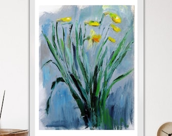 Daffodils Art Print – Botanical Wall Art – Floral Home Decor Gift