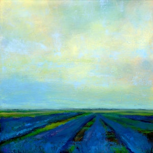Landscape painting on canvas, lavendes fields painting, landscape art, Abstract landscape