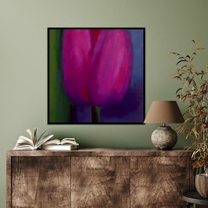 Stampa ad olio di tulipani rosa, arte murale floreale