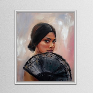 Fine art print Oil Portrait woman oil painting Canvas Art