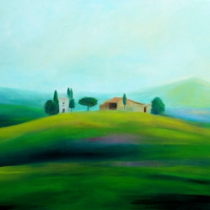 Landschaftsmalerei, Toskana Ölgemälde auf Leinwand Italien Landschaft Original