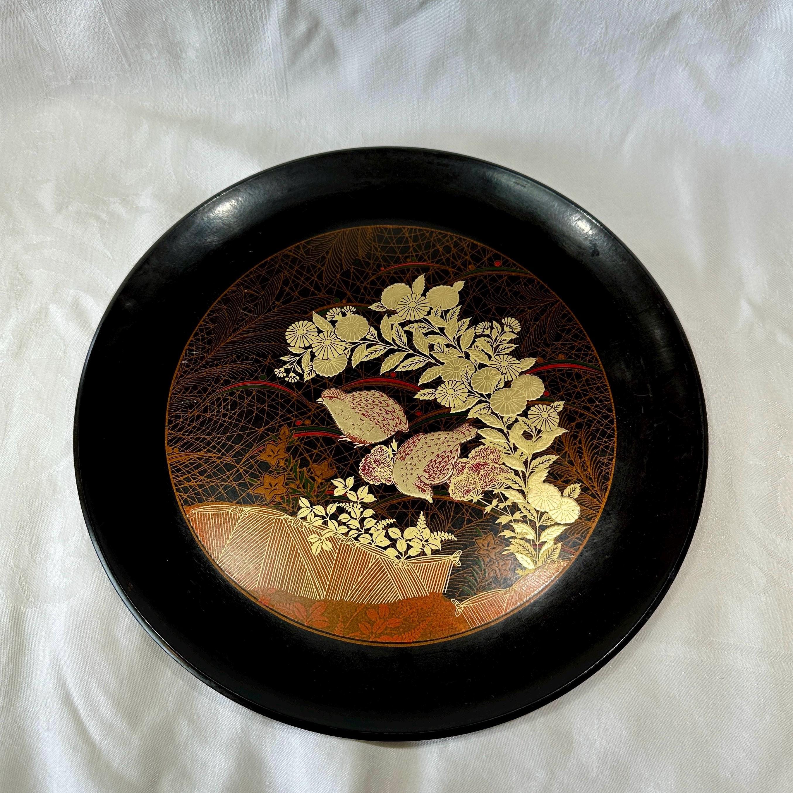 【INTERNATIONAL SILVER】ギャラリートレー 38cm Vintage Otagiri Handcrafted Japanese Lacquer Tray – 30cm, Gold