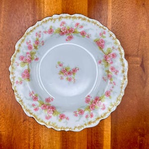 Vintage Limoges Elite Works Saucer – Pink Floral and Gold Bridal Wreath Pattern, 1900s French Porcelain, 5.5 inch Plate