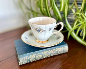 Vintage Colclough Bone China Teacup & Saucer – Blue Floral 8179