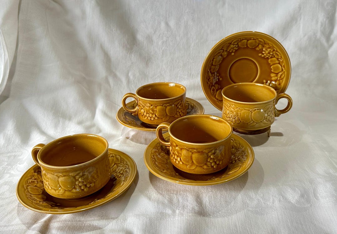 Set of 4 Royal Worcester Crown Ware Cups & Saucers - Etsy