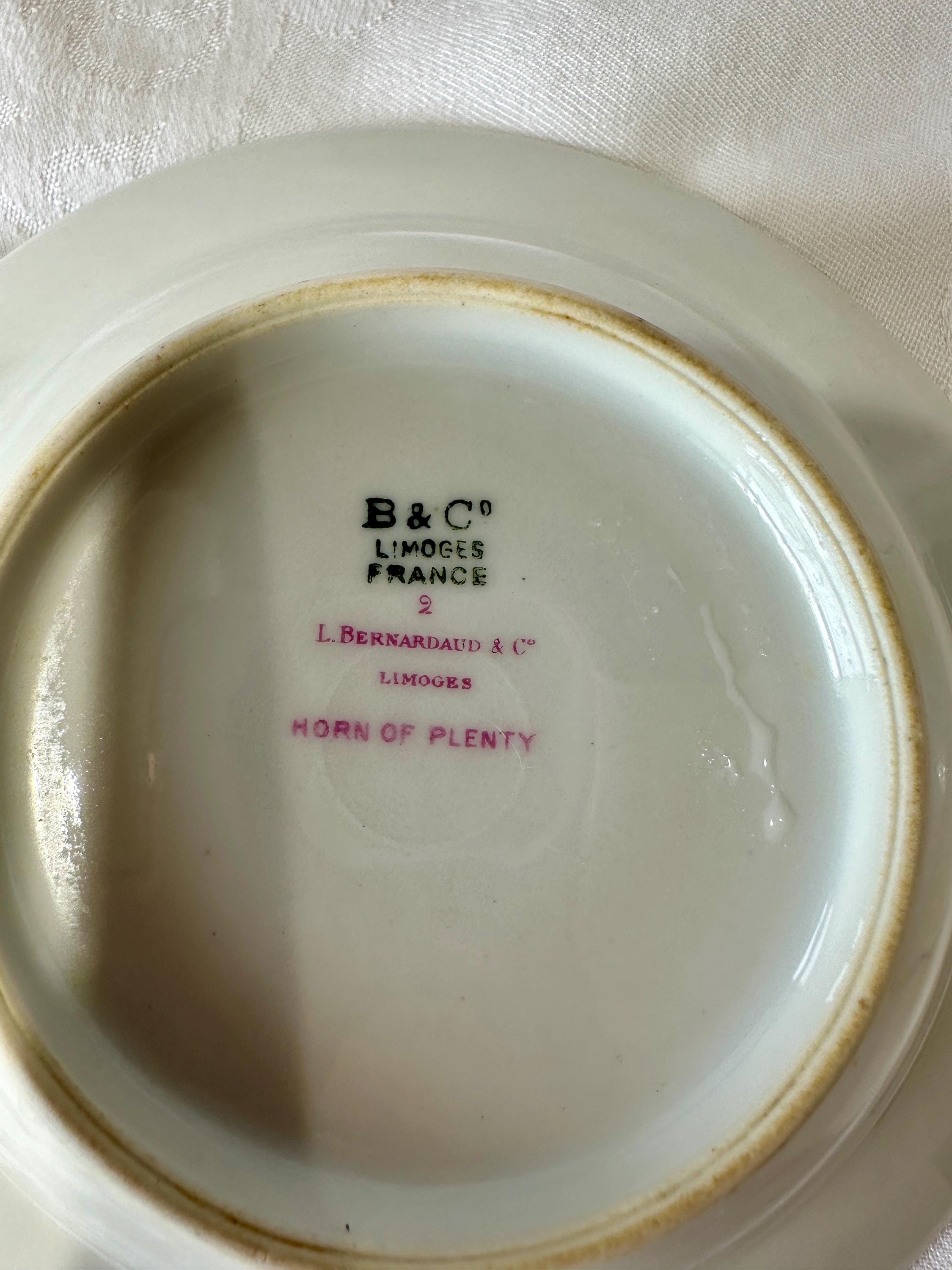 Vintage Bernardaud Limoges Bowls - Horn of Plenty - Gold Trimmed