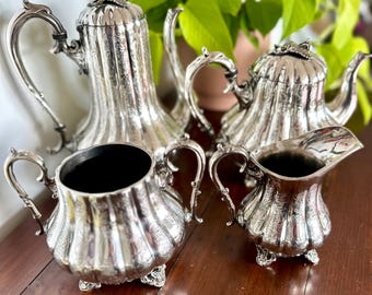 Raro servizio da tè e caffè Skinner Sheffield in stile Art Nouveau.