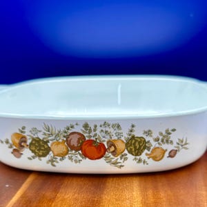 Vintage Corning Ware Spice of Life Petite Pan – 8x8 Baking Dish – No Lid – Retro French Vegetable Pattern – Oven Safe