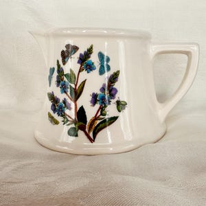 Portmeirion Botanic Garden Creamer Jug – Veronica Chamaedrys Speedwell – Vintage Floral Earthenware Creamer Pitcher