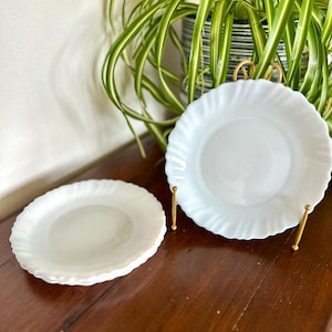 Vintage Arcopal France Opal Glass Plates Set of 4