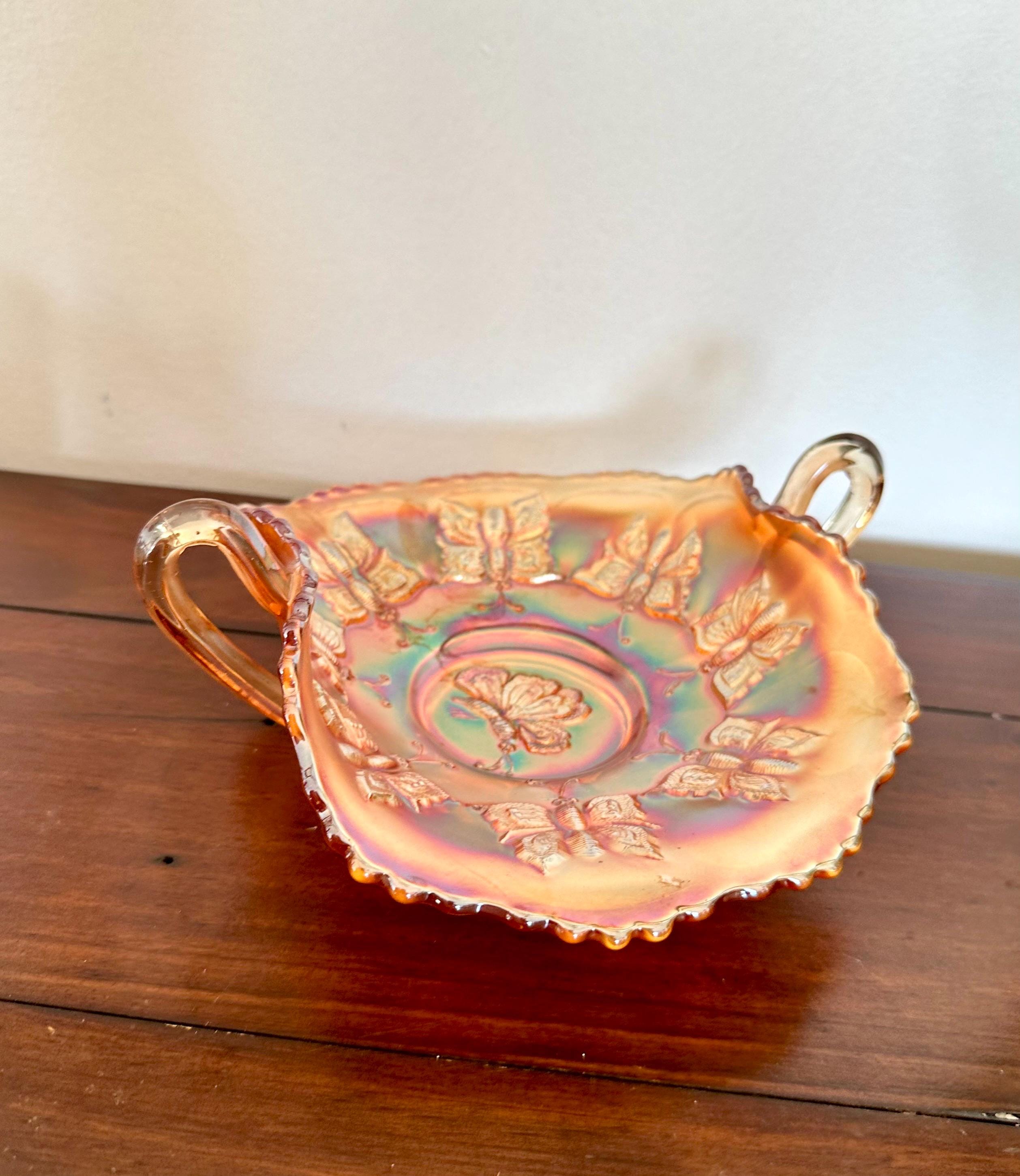 フェントン マリーゴールド カーニバル ガラス バタフライ ボンボン