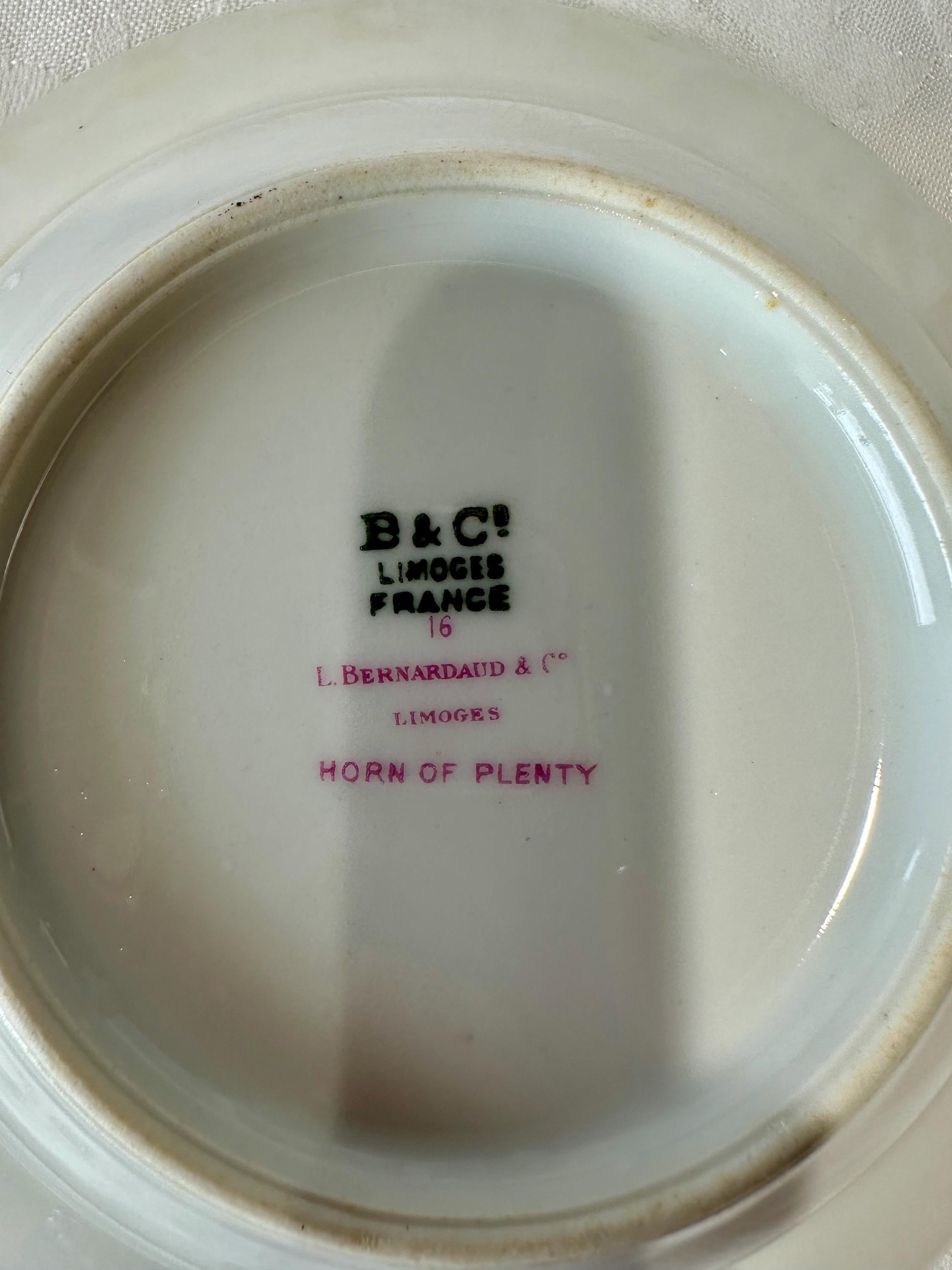 Vintage Bernardaud Limoges Bowls - Horn of Plenty - Gold Trimmed
